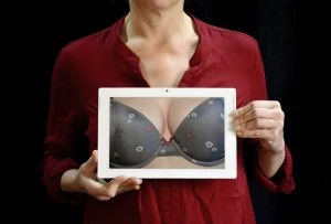 Woman showing her bra