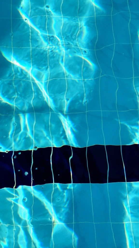 a pool with blue water