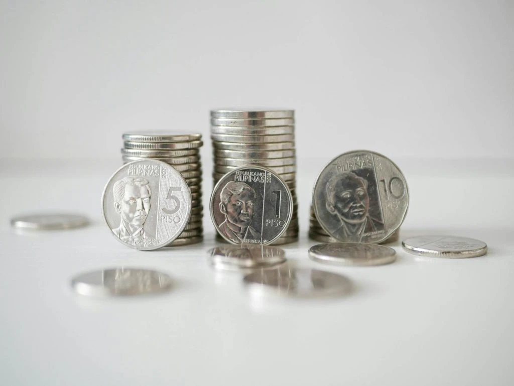 a close up shot of philippines peso coins