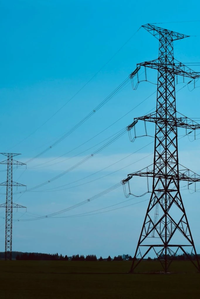power lines under blue sky